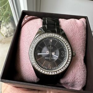 Women’s Juicy Couture Black Ceramic Watch with Crystals around the face
